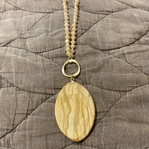 Tan and Matte gold long necklace